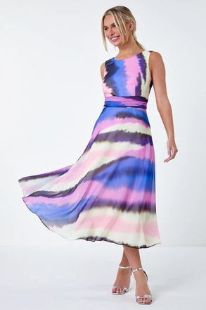 Roman Sleeveless Abstract Print Midi Dress