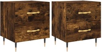 vidaXL Vidaxl - Mesita noche 2 uds madera ingeniería roble ahumado 40x35x47,5cm