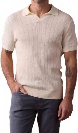 The Normal Brand Robles Textured Knit Polo Top In Ivory