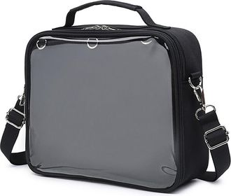 Generic Oxford Ita Bag, Backpack Satchel Crossbody Messenger Shoulder Bag with Clear Window for Pin Display, Badge Ita Bag for Anime Fans (black)