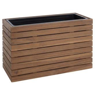 Hhg Jardinera Hhg-483, Maceta, Macetero, Bancal Elevado, Rectangular 41 X 63 X 23 Cm, Para Exterior, Madera De Acacia, Con Certificaci&oacute;n Mvg, Marr&oacute;n Claro
