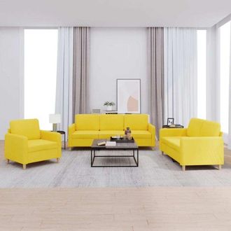 vidaXL Vidaxl - Juego De Sof&aacute;s Con Cojines 3 Piezas Tela Amarillo Claro