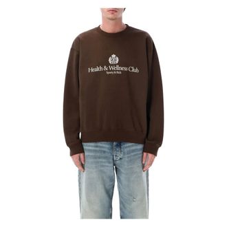 Sporty & Rich Sweatshirts, male, Brown, Size: XL H&W Crest Crewneck