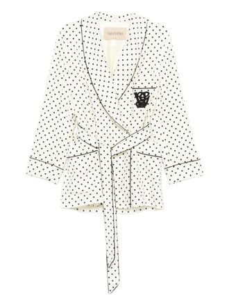 Valentino Garavani polka-dot belted blazer - Bianco