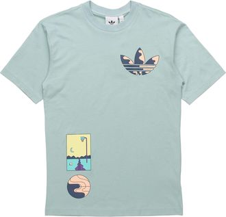 adidas originals Surreal Summer Sports Printing Knit Breathable Round Neck Short Sleeve Gray Green GN3903
