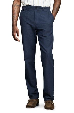 Billy Reid Flat Front Linen & Cotton Pants in Navy at Nordstrom, Size 31 X 32