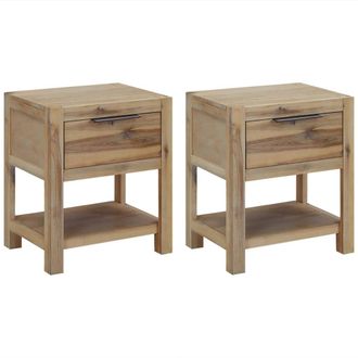 vidaXL Mesitas De Noche Con Cajones Madera Acacia Maciza 40x30x48 Cm Vidaxl