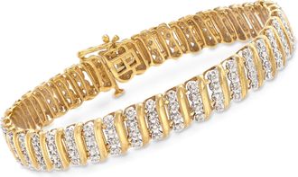Ross-Simons 1.00- Diamond Link Bracelet in 18kt Gold Over Sterling
