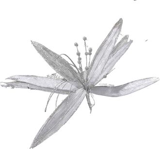 Christmas Sparkle Super Flower Decoration Glitter 45cm - Silver | TJ Hughes