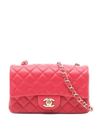 Chanel 2015-2016 Mini Rectangular Classic Lambskin Single Flap crossbody bag - Rood