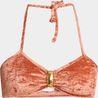 Chloé Crushed Velvet Halter Bikini Top