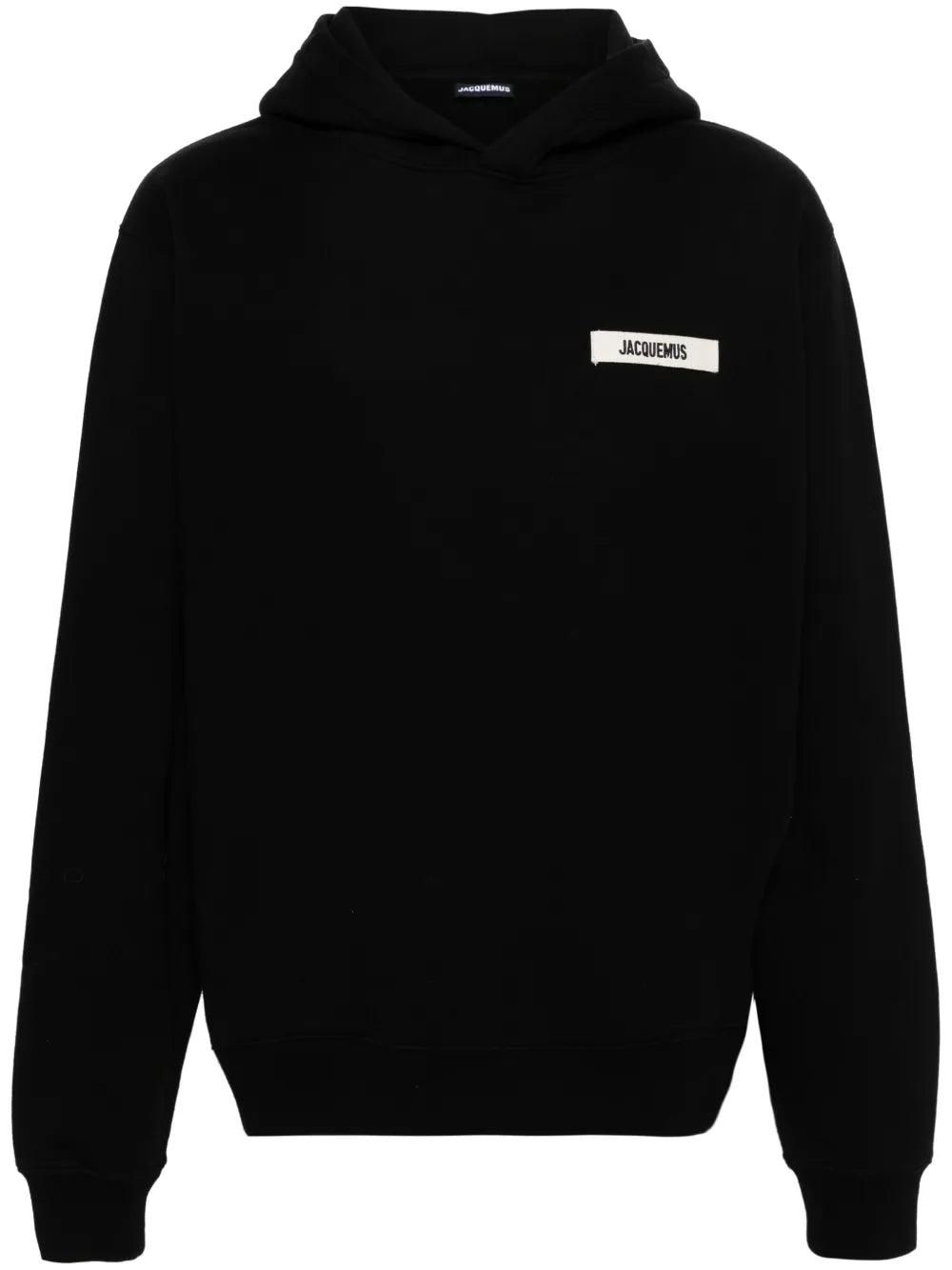 Jacquemus Hoodies, male, Black, Size: XL Cotton Hoodie with Jacquemus Hoodies, male, Black, Size: XL Cotton Hoodie with