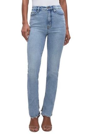 Good American Good Boy Split Hem High Waist Straight Leg Jeans in Indigo357 at Nordstrom Rack, Size 0
