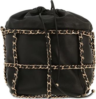 Chanel 2021 leren bucket-tas met ketting - Zwart