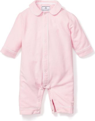 Petite Plume Cambridge Flannel Romper in Pink at Nordstrom, Size 0-3M