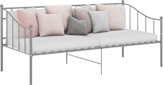 vidaXL Estructura De Sof&aacute; Cama Sin Colch&oacute;n Metal Gris 90x200 Cm Vidaxl
