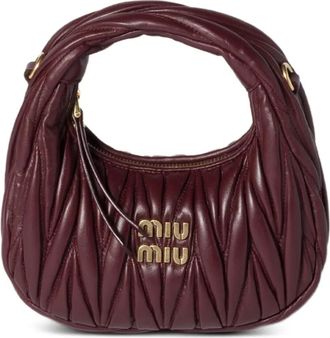 Miu Miu Wander matelass&eacute; nappa leather hobo mini-bag - Rood