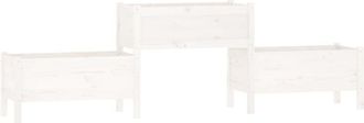 vidaXL Jardinera Madera Maciza De Pino Blanco 245,5x44x75 Cm Vidaxl