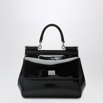 Dolce & Gabbana Sicily small black patent leather top-handle bag