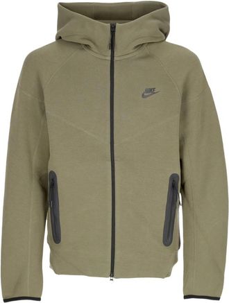 Nike Tech Fleece Zip-through Hoodie - Heren - Sportshirts - Groen - S - Katoen - Fitness