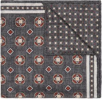 Brunello Cucinelli Double face silk pocket square in Lead at Nordstrom