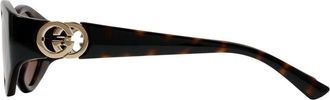 Gucci Womens Gg2121s-003 Tortoiseshell Oval Sunglasses Brown Synthetic