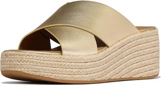 FitFlop Fitflop Platfforms Leather Womens Platino Sandals - Gold - Size UK 8