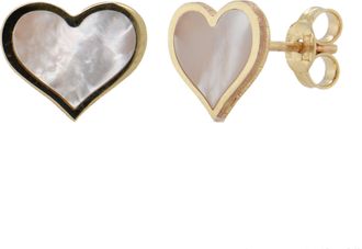 Italian Gold, Inc 14K Yellow Gold Heart Stud Earrings - Mother Of Pearl