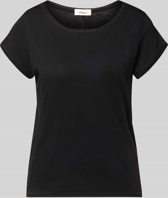 s.Oliver Red Label Regular Fit T-Shirt aus Baumwoll-Flammgarn in Black, Gr&ouml;&szlig;e 34