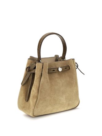 Tory Burch Womens Romy Suede Bucket Bag Stone