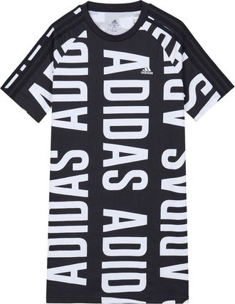 adidas (WMNS) adidas Essentials Oversized Allover Print Dress Asia Sizing Black White HC9267