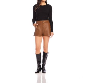 Fifteen Twenty Side Shirred Top In Black