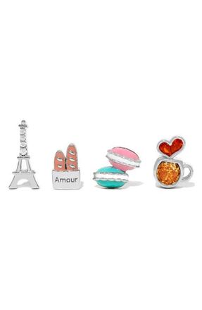Girls Crew Cafe de Paris Set of 4 Assorted Single Stud Earrings in Silver at Nordstrom