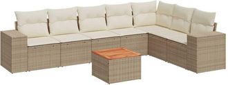 vidaXL Vidaxl - Juego De Sof&aacute;s De Jard&iacute;n Con Cojines Beige 8 Pzas Rat&aacute;n Pe