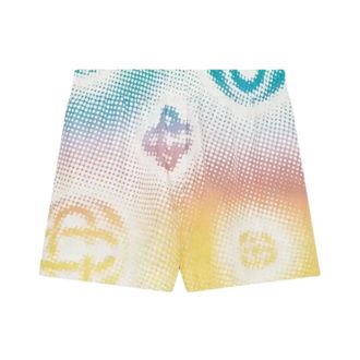 Casablanca Short Shorts, female, Multicolor, Size: M Floral CC Smile Monogram Jaquard Silk Shorts