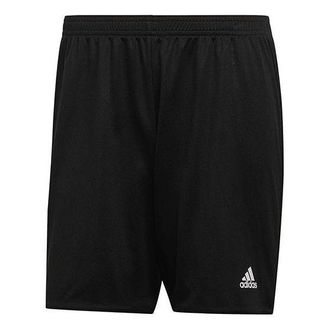 adidas Solid Color Logo Quick Dry Breathable Sports Training Soccer/Football Shorts Black FP9596