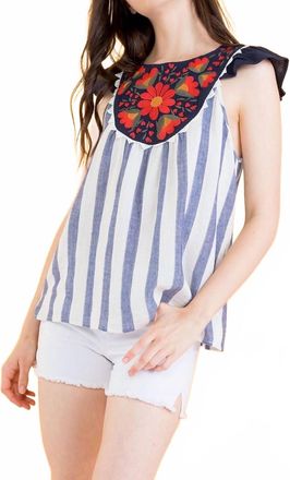THML Clothing Ruby Pop Embroidered Top In Navy Blue