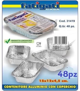 Trade Shop Trade Shop - Set 48 Pz Contenitore Vaschetta In Alluminio Con Coperchio Cucina 15x12x4cm