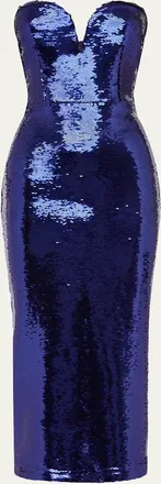 Alex Perry Strapless Sweetheart Sequined Midi Dress