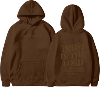 Generic Womens Christian Trust In The Lord Hoodies Workou Jesus Letter Pullover Sweaters Faith Preppy Loose Fit Fleece Lined Trendy Hooded Long Sleeve Graphic