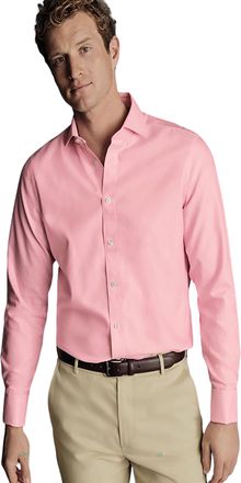 CHARLES TYRWHITT Mens Non-Iron Clifton Weave Cutaway Slim Fit Shirt Single Cuff