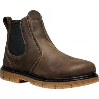 Keen Mens San Jose Chelsea Pull-On Work Boots In Cascade Brown Gum