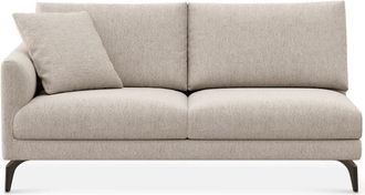 Castlery Lena Left Arm 2 Seater Sofa Customized, Performance Classic Twill Light Grey Matte Black Legs, Spill Resistant, Removable Covers for Castlery