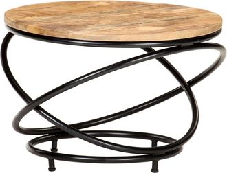 vidaXL Mesa De Centro Madera Maciza De Mango Rugosa Negra 60x60x40 Cm Vidaxl