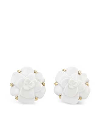 Chanel yellow gold Camelia clip-on earrings - White