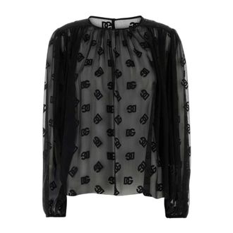 Dolce & Gabbana Blouses, female, Black, Size: XS Organza Blouse