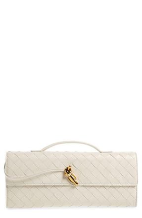 Bottega Veneta Long Andiamo Intrecciato Clutch Bag in White-M Brass at Nordstrom