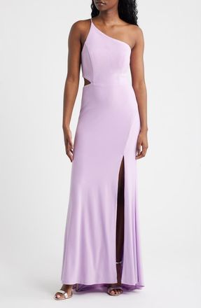 Jump Apparel One-Shoulder Side Cutout Gown in Lilac at Nordstrom, Size 11