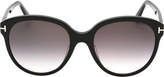 Tom Ford Gradient Smoke Lensed Glanzende zwarte plastic zonnebril