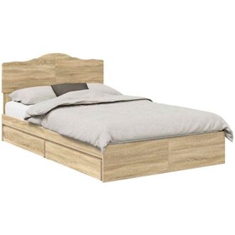 vidaXL Storage Bed with Drawer Sonoma Oak 120 x 200 cm Engineered Wood vidaXL